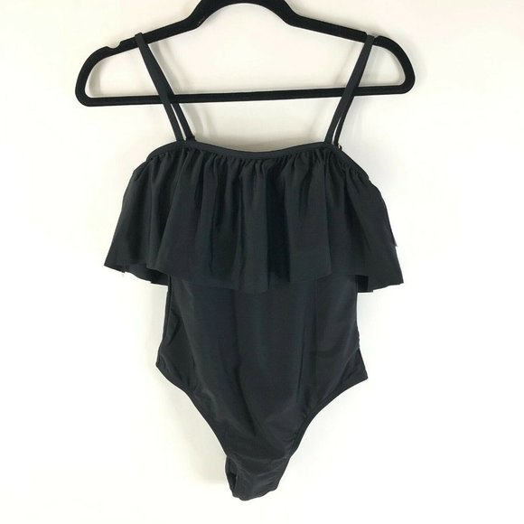 Lolli Other - Sugar Coast by Lolli Swim One Piece Swimsuit Ruffle Stretch Black Size S